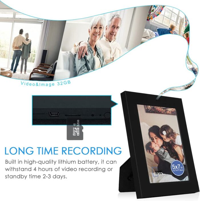 Hidden Camera, HD 1080P Photo Frame Spy Camera Home Security Wireless Mini Nanny Cam Video Recorder with Motion Detection for Home and Office, No WiFi Function No Audio - Image 4